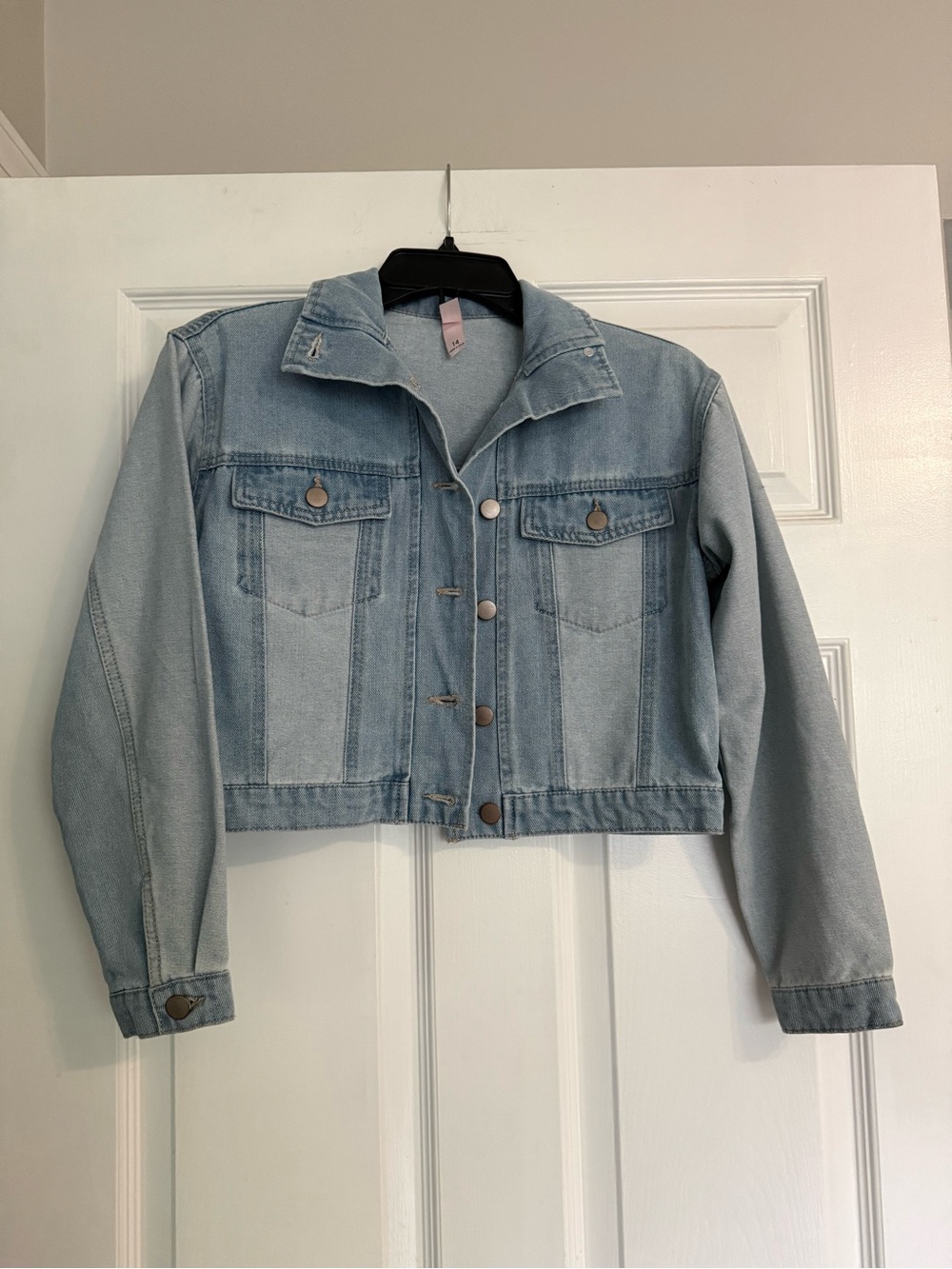 Franki Light Wash Denim Crop Jacket - kid’s